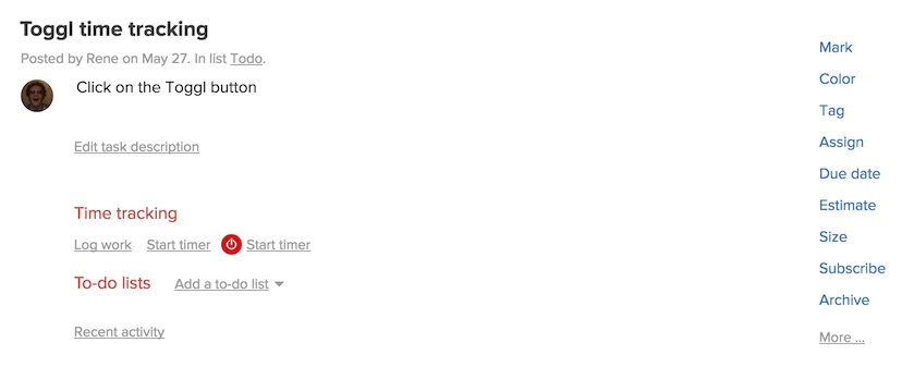 Start Toggl timer