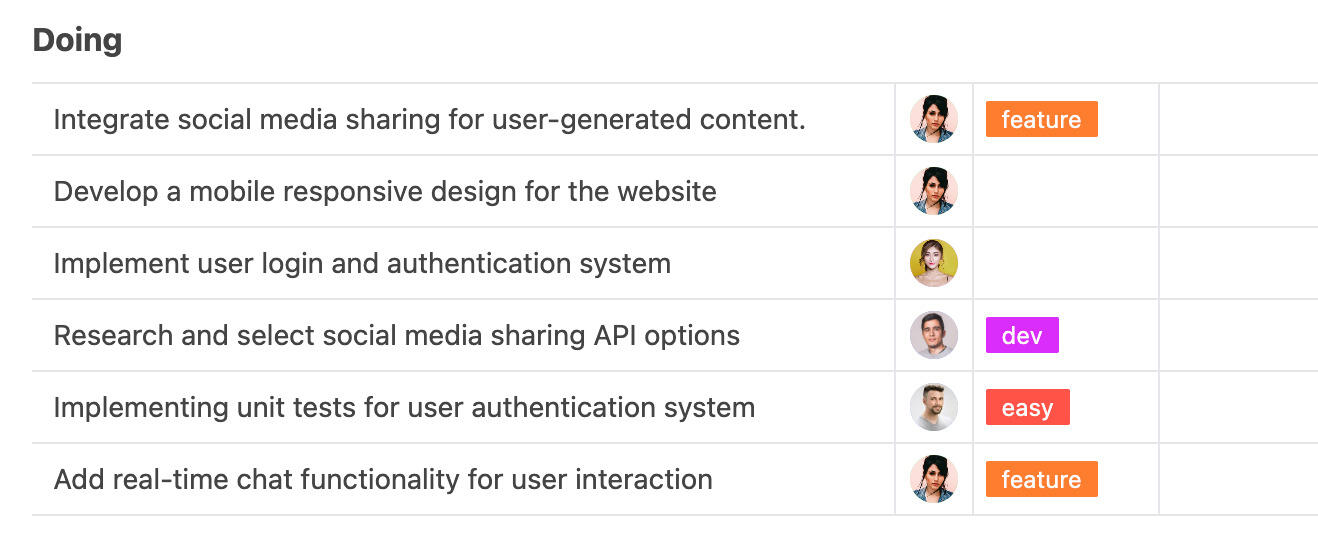 Software development tasks