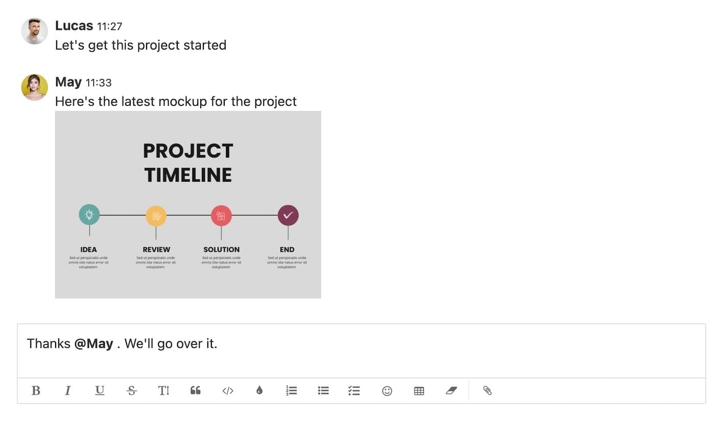 Breeze project messaging for design team communication