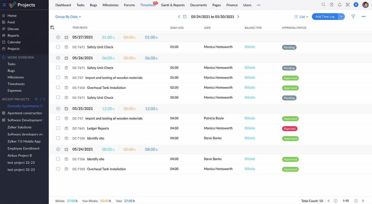 Notion alternative Zoho Projects