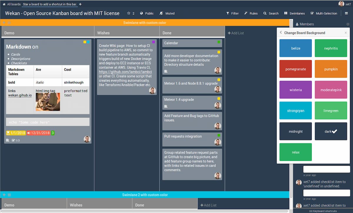 Trello alternative Wekan